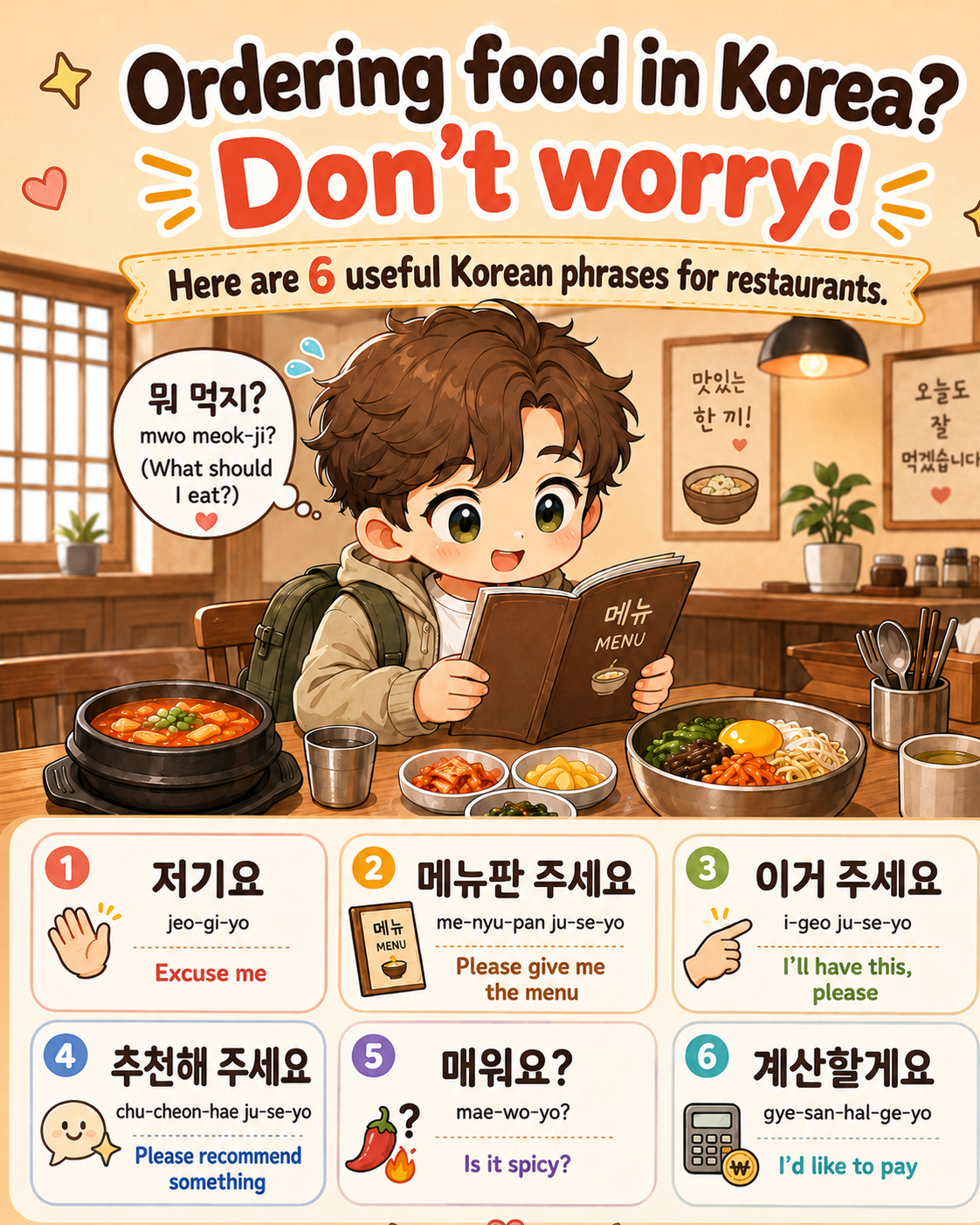 6 Korean Phrases to Order Food at a Restaurant