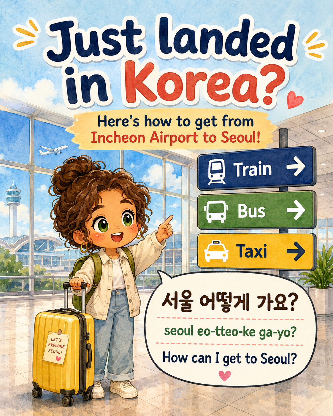 Incheon Airport to Seoul by Train Bus or Taxi